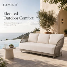 Outdoor Couch Elementi Malibu Patio Sofa, 3 Seat Outdoor Patio Furniture Sofa with Aluminum Rope Frame and Sunbrella Canvas 5453 Cushions, Taupe, 89.8 x 33.1 x 30.7 in