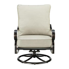 Oakland Living Pair of Black Aluminum Patio Deep Seating Swivel Rocker Club Chairs with Light Grey Cushions