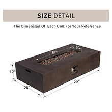 HOMPUS Outdoor Propane Fire Pit 56-inch x 28-inch Rectangle Bronze Concrete Fire Table with Lava Rocks and Rain Cover, 50,000 BTU Gas Fire Pit for Patio, Deck or Backyard