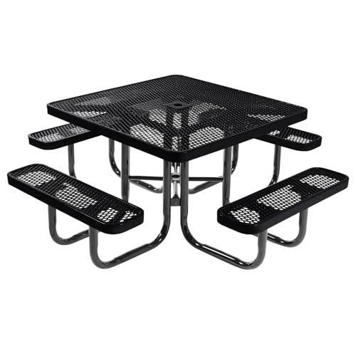 COATEDOUTDOORFURNITURE 46In Square Picnic Table, Expanded, Black