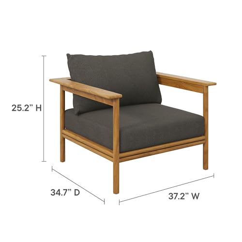 Modway Wren Teak Wood Outdoor Patio Armchair Set of 2 Natural Flint Gray