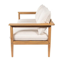 Christopher Knight Home Terassi Acacia Wood Outdoor 3 Seater Sofa, Solid Wood Patio Sofa with Removable Cushion, Comfy Lounge Sofa for Patio Furniture Set, Light Teak+Beige