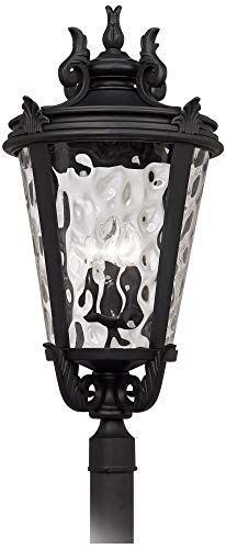 Casa Marseille™ 33 1/2" High Black Vintage Outdoor Post Light Fixture