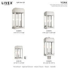 Livex Lighting 21235-91 York 2 Light Outdoor Wall Lantern, Brushed Nickel with Brushed Nickel Stainless Steel Reflector