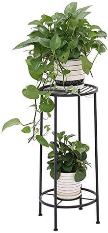RWGOVLU Plant Stand Flower Stand with 2 Tiers for Indoor Balcony Iron Art Outdoor Garden Floor-Standing Plant Stand Flower Stand