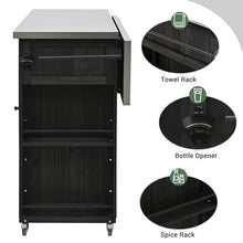 Merax XL Outdoor Table with Stainless Steel Top for Kitchen Prep and Storage Cabinet for Grilling Accessories, Outdoor Kitchen Island Grill Cart with Towel and Spice Racks & a Bottle Opener, Black