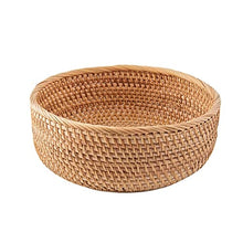 Handmade Living Room Snack Fruit Bowl Vegetable Basket Wicker Picnic Plate Food Bread Basket (Size : 26cm) (23cm)