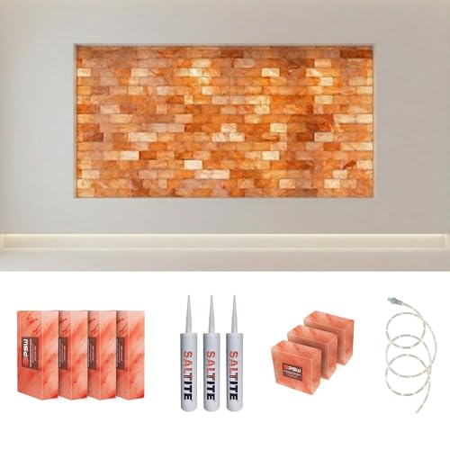 10×5 ft Himalayan Salt Wall Panel DIY Kit – for Commercial Spa & Sauna, Salt Bricks, LED, Adhesive & User Manual