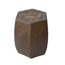 Orientliving Chinese Hexagon Bamboo Theme Ceramic Garden Stool Brown