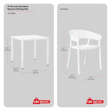 Costaelm Outdoor Patio Dining Set, 5 piece Dining Table Set, Breakfast Coffee Bar Table and Chairs of 4, Stackable Dining Side Chair, Patio Bistro Deck Furniture, White