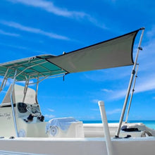 Oceansouth Hard Top Stern Shade Extension Kit | Heavy Duty Marine Rear Shade Extension with Atlas Marine Fabric - Gray (Size 9 - Length 8.5' x Width 7.5')
