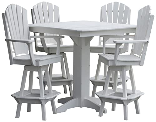 Furniture Barn USA Poly Lumber Adirondack Swivel Bar Chair with Arms White