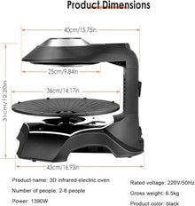 Electric Smokeless Grill with 360° Rotating Oven,Adjustable Timer and Temperature for Indoor and Outdoor Use