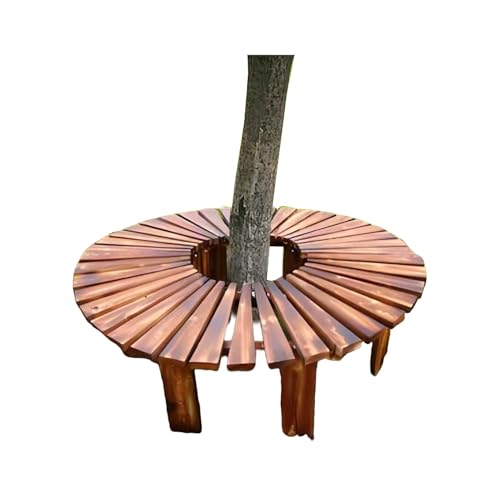 BXKCFYBSQ Round Tree Bench,Solid Wood Curved Chair,Outdoor Garden Patio Furniture Seat,Weatherproof Coating,360° Wrap Around,Free Combination of Shapes