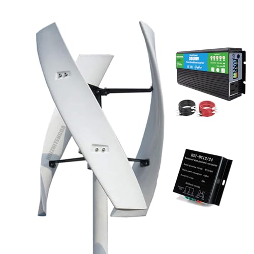 HUIZHITENGDA 12v, 3000W 12V-220V Vertical Axis Wind Generator, Wind Turbine 3 Blades Windmill Generator Suit for Hybrid Solar Wind System(with Charger Controller)