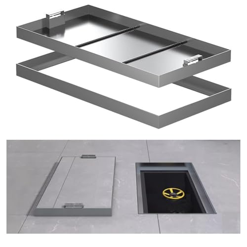 1pc 304 Stainless Steel Concealed Handle Manhole Cover - Rectangular Recessed Inspection Lid for Indoor & Outdoor Use(50x40x5cm)