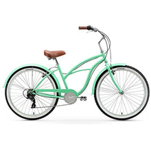 sixthreezero Women's 7-Speed Beach Cruiser Bicycle Serenity Green with Brown Accents