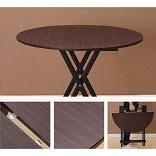 MVUYO Folding Table，Patio Round Folding Bistro Table,Outdoor Portable Dining Table, Wooden Footing Frame(D)