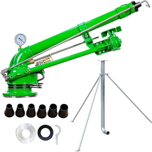 2" Lawn Sprinkler,Farm Irrigation Sprinkler with Tripod Base,360° Adjustable Water Sprinkler for Large-Scale Agricultural Sprinkler Irrigation in Farms