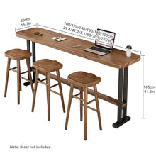 JYPIINFS Industrial Solid Wood Bar Table with Footrest - Narrow 55" Rectangle Design Extra-Thick 5cm Top Perfect for Kitchens Balconies and Bars No Stools Included(140 * 40 * 105cm)
