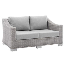 Conway Sunbrella® Outdoor Patio Wicker Rattan Loveseat in Light Gray Gray