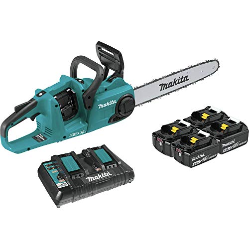 Makita XCU04PT1 36V (18V X2) LXT® Brushless 16" Chain Saw Kit with 4 Batteries (5.0Ah)