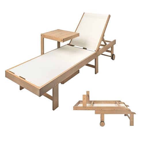 JONATHAN Y Trabuco 5-Position Adjustable 2-Pc Acacia Set, White/Teak