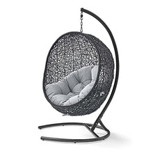 Swing Lounge Chair, Black Grey Gray, Modern, Outdoor Patio Balcony Cafe Bistro Garden