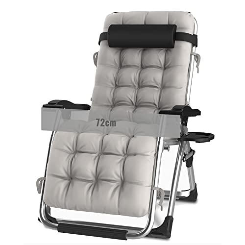 ELUKHT Oversized Zero Gravity Reclining Patio Chairs, XL Padded Seat Folding Patio Lounge Chair with Adjustable Pillows and Cup Holder Support 350lbs