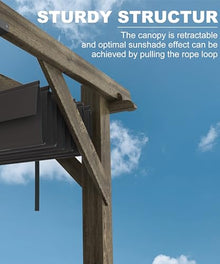 Perbyste 10' x 12' Outdoor Wood Pergola with Retractable Shade Canopy Charcoal Gray