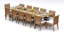 TeakStation 12 Seater Grade-A Teak Wood 13 Pc Dining Set: 122" Caranas Double Extension Rectangle Table and 12 Giva Armless Chairs #31GV2900