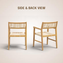 NTC Terra 8 Pieces Solid Wood Armchairs with Handwoven Rope Seat & Back, Indoor & Outdoor Dining Chairs for Patio Dining Sets, Modern Patio Chairs with Arms, Easy Assembly, Natural