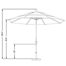 California Umbrella 11' Round Aluminum Market Umbrella with Crank Lift and Collar Tilt, Canvas