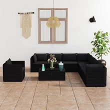 Kaorsrow 10-Piece Black Modular Outdoor Sectional Patio Furniture Set, PE Rattan & Powder-Coated Steel, 2 Glass-Top Coffee Tables, Modern Lounge Seating for Garden, Balcony, Backyard and Terrace
