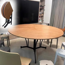 Portable Round Folding Table Pine Wood, Indoor Outdoor Dining Table, 80~130 Cm Banquet Desk for 4 5 6 7 8 9, Garden Table, Coffee and Card Table, Picnic Table(120cm(47inch))