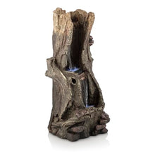 Alpine Corporation WIN258 Outdoor Rainforest Waterfall Tree Trunk Floor Fountain with LED Lights, Tiered Garden Decor, 41" H, Brown