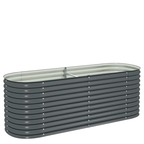 Makastle Raised Garden Bed Outdoor 94.5" x 31.5" x 31.9" Gray Galvanized Steel Weather Resistant Modern Rectangular Floor Standing Planter