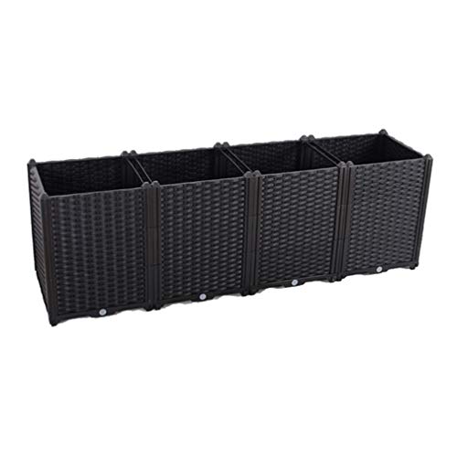 Hershii Plastic Raised Garden Bed Planter Kit DIY Indoor Outdoor Rectangular Vegetable Herb Flowers Planting Extra Deep Container Box Gardening Decoration Gift for Patios, Lawn, Yard, Porch - Black