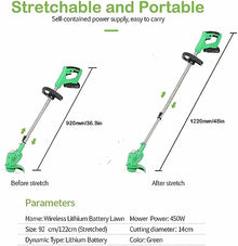 Cordless Grass Strimmer Electric Lawnmower Hand Push Lawn Mower 36V Lithium Battery Cordless Weed Electric Lawn Mower Push Type Electric Garden Tool Lawn Mower