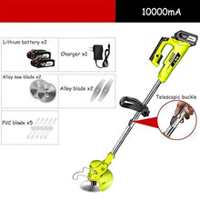 Lawn Mowers Small Lawn Mower Household Electric Multifunctional Lawn Mower Lithium Battery Long-Lasting Garden Lawn Trimmer Convenient Lawn Mower (Green Battery*1) (Green Battery*2)