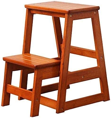 GAAHRQQQ Foldable Step Stool 2 Tier Step Stool Folding Solid Wood Flower Stand Household Ladder Chair Bench Seat Multifunction Indoor Indoor Outdoor Flower Stand Plant Stand