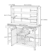 66'' Large Farmhouse Outdoor Potting Bench Table, Gardening Table Workstation with 2 Drawers, Potting Benches for Outside with Cabinet and Open/Removable Shelves, Garden Bench (Gray, 66'')