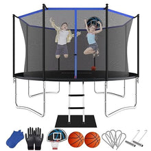 ACWARM HOME Recreational Trampoline with Basketball Hoop Black