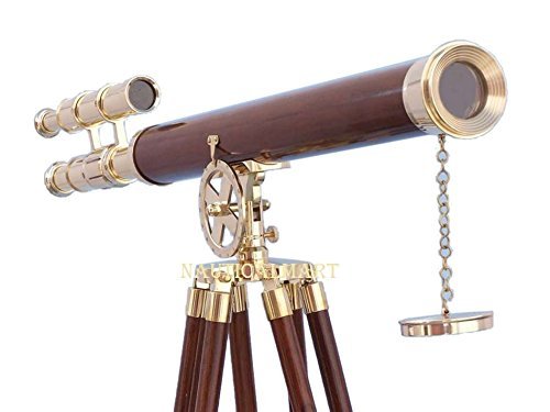 NauticalMart Floor Standing Solid Brass/Leather Griffith Astro Telescope 64
