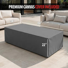 AMS 66" Rectangular Propane Fire Pit Table for Outdoor Patio, Cream White