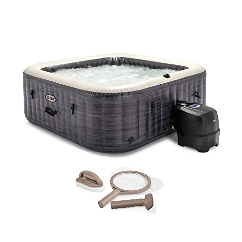 Intex PureSpa Plus Greystone Inflatable Outdoor Hot Tub Spa Gray