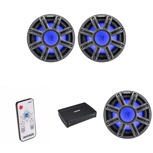 KICKER MWF 10-Inch Premium Marine Subwoofer & 51KXMA15001 Marine Amp Bundle