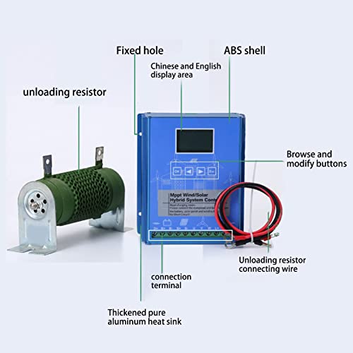 4000W MPPT Wind Solar Hybrid Controller Boost Charger with Dump Load Resistor 12V 24V 48V Wind Solar Hybrid Controller for Wind Power Systems,24v