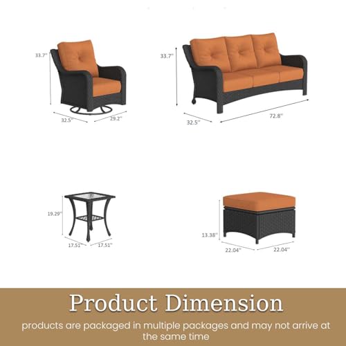 Aeeiua 6 Piece Outdoor Patio Furniture Set