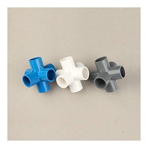 Pipe Fittings & Accessories 50pcs Plastic PVC 20mm Pipe Three-dimensional 6 Way Joint Connector for Garden Irrigation Tube Adapter DIY Tools (Color : Blue, Diameter : Inner diameter 20mm)